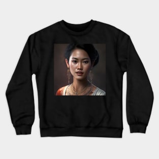 Realistic Thai Woman Portrait Illustration Crewneck Sweatshirt